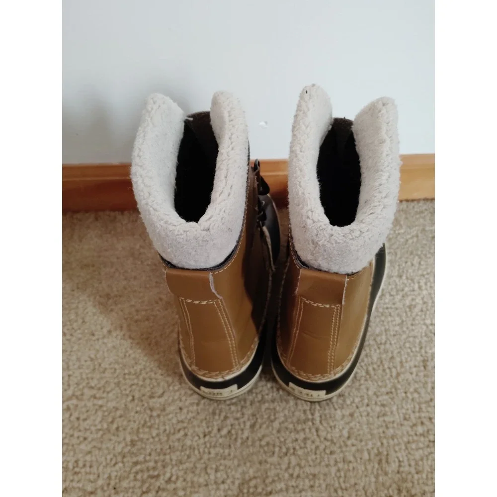 Sorel CARIBOU Youth 3 Fleece Lined Waterproof Hiking Carmel Leather Snow Boots